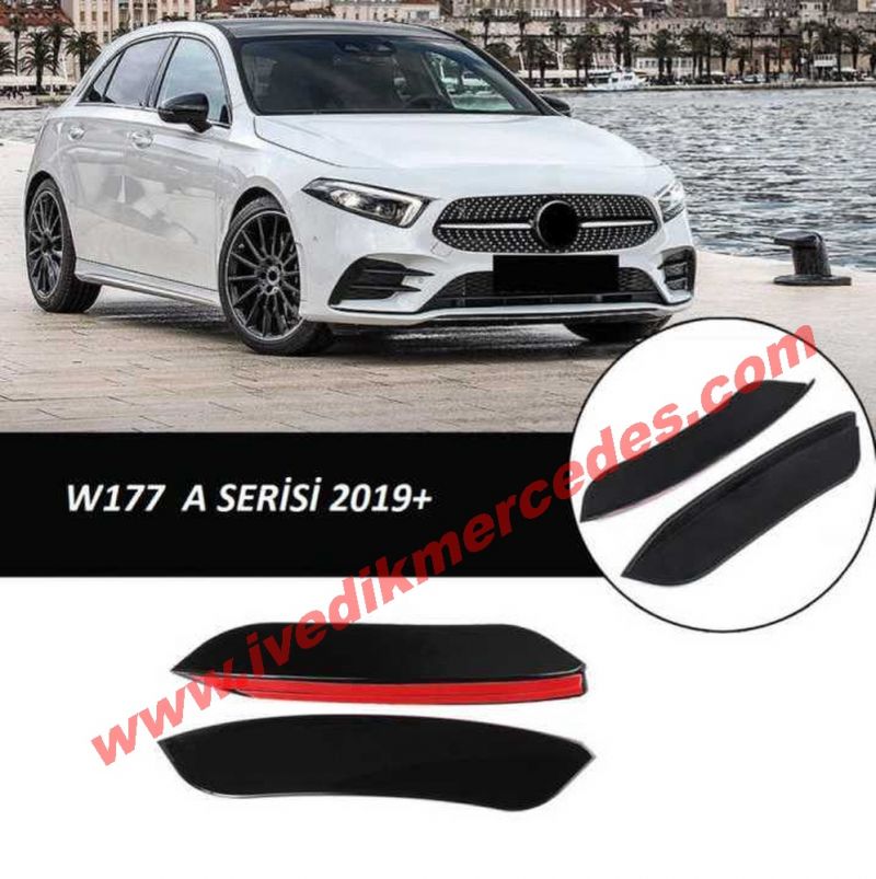 MERCEDES W177 A SERİSİ 2019+ ÖN TAMPON YAN BIÇAKLARI - 2 PARÇA - PİANO BLACK