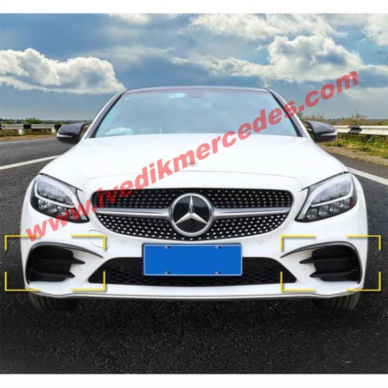 MERCEDES W205 2015-2018 ÖN TAMPON BIÇAKLARI 2 PARÇA (PIANO BLACK)